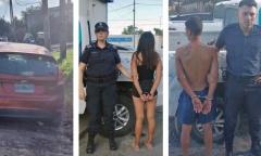 Detienen a pareja de delincuentes acusados de robar un auto