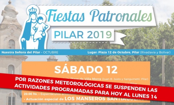 Por la tormenta, se suspendieron las actividades por las Fiestas Patronales para este sábado