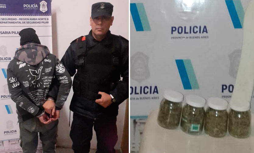 Dos jóvenes fueron demorados por tener varios frascos con marihuana